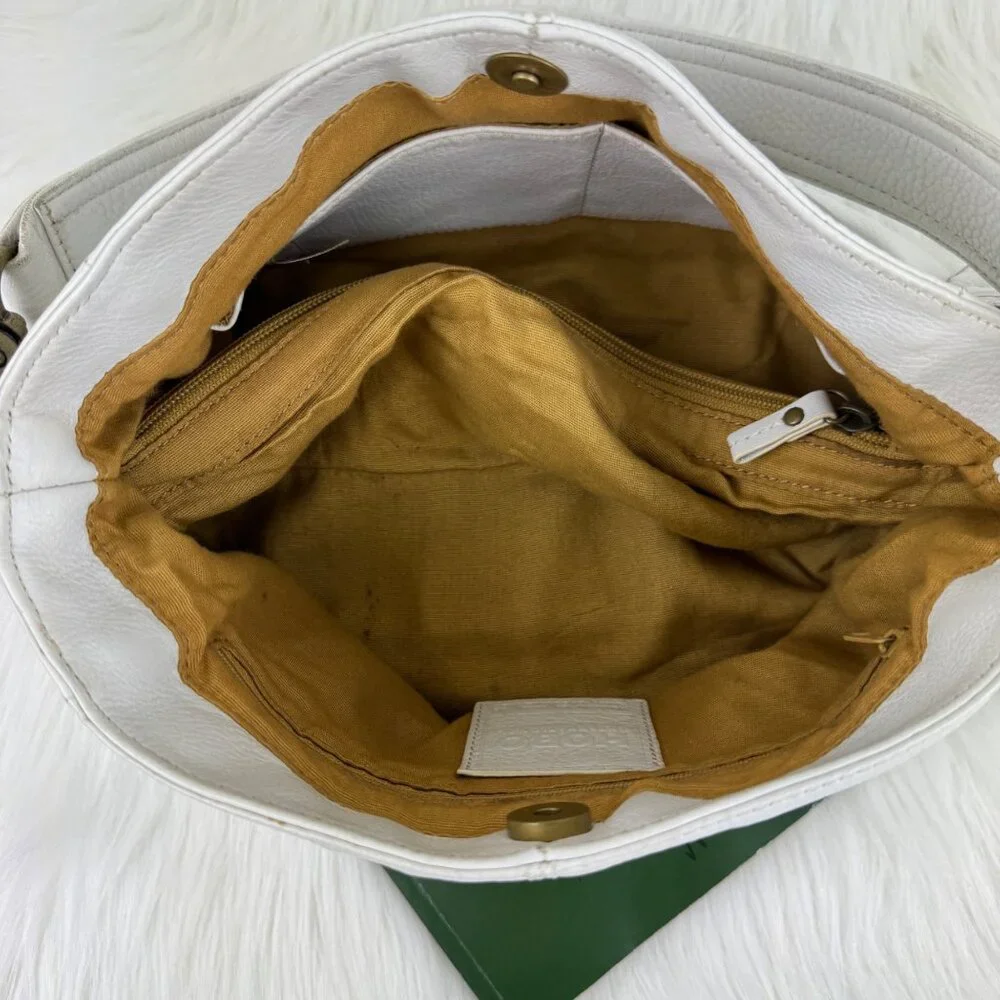 HOBO Cream Leather Hobo Shoulder Bag